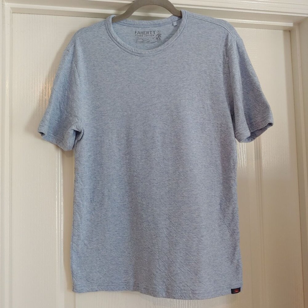 Faherty Pima Cloud Cotton Heathered Blue S-sleeve T-Shirt M